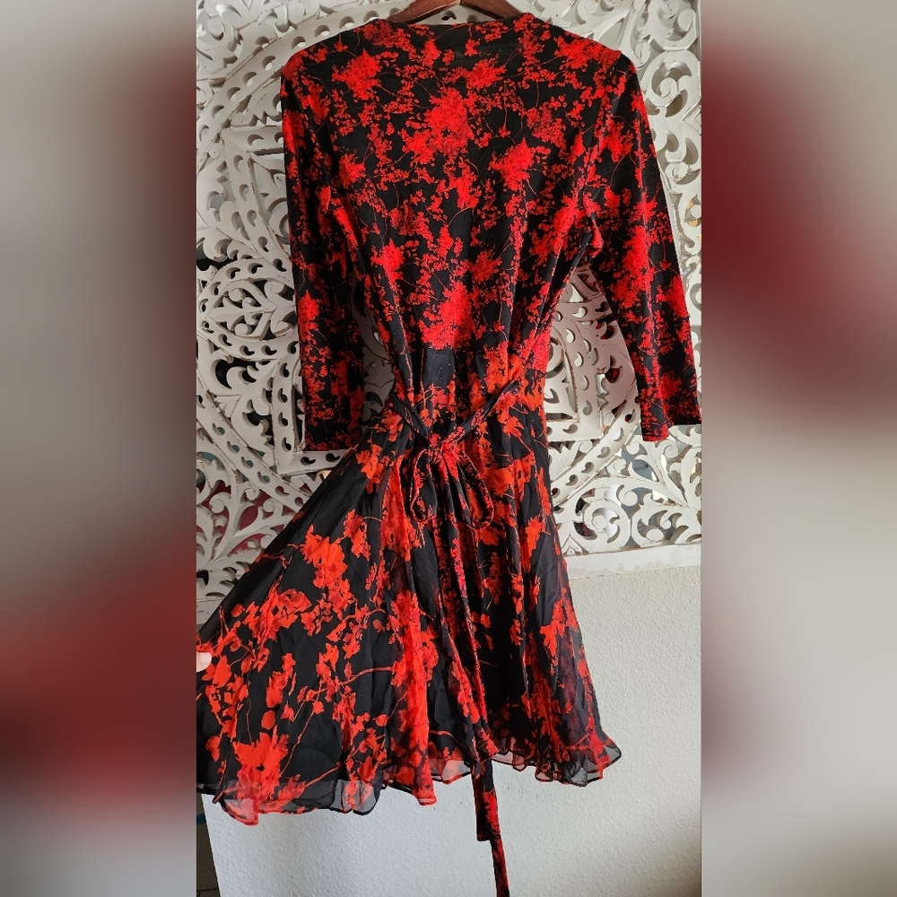 DVF DIANE VON FURSTENBERG IRINA FLORAL FIT & FLARE DRESS SIZE 14 - Picture 11 of 13